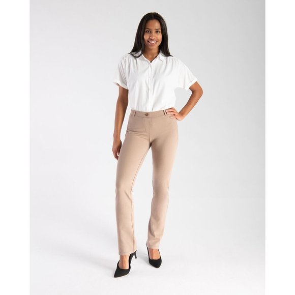 NWT Betabrand Dress Pant Yoga Pants in Khaki Twill Medium Long - Picture 14 of 16